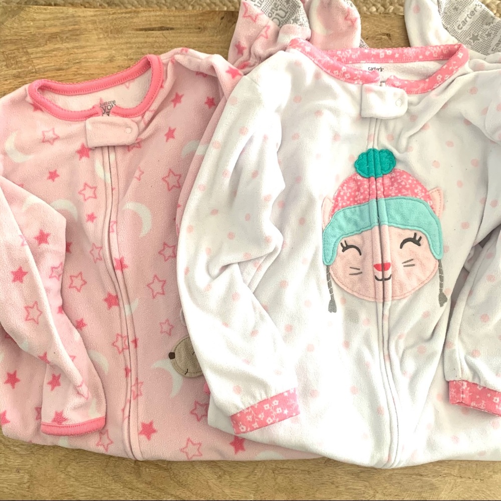 Lot of 4 Carters Footed Pajamas 4T